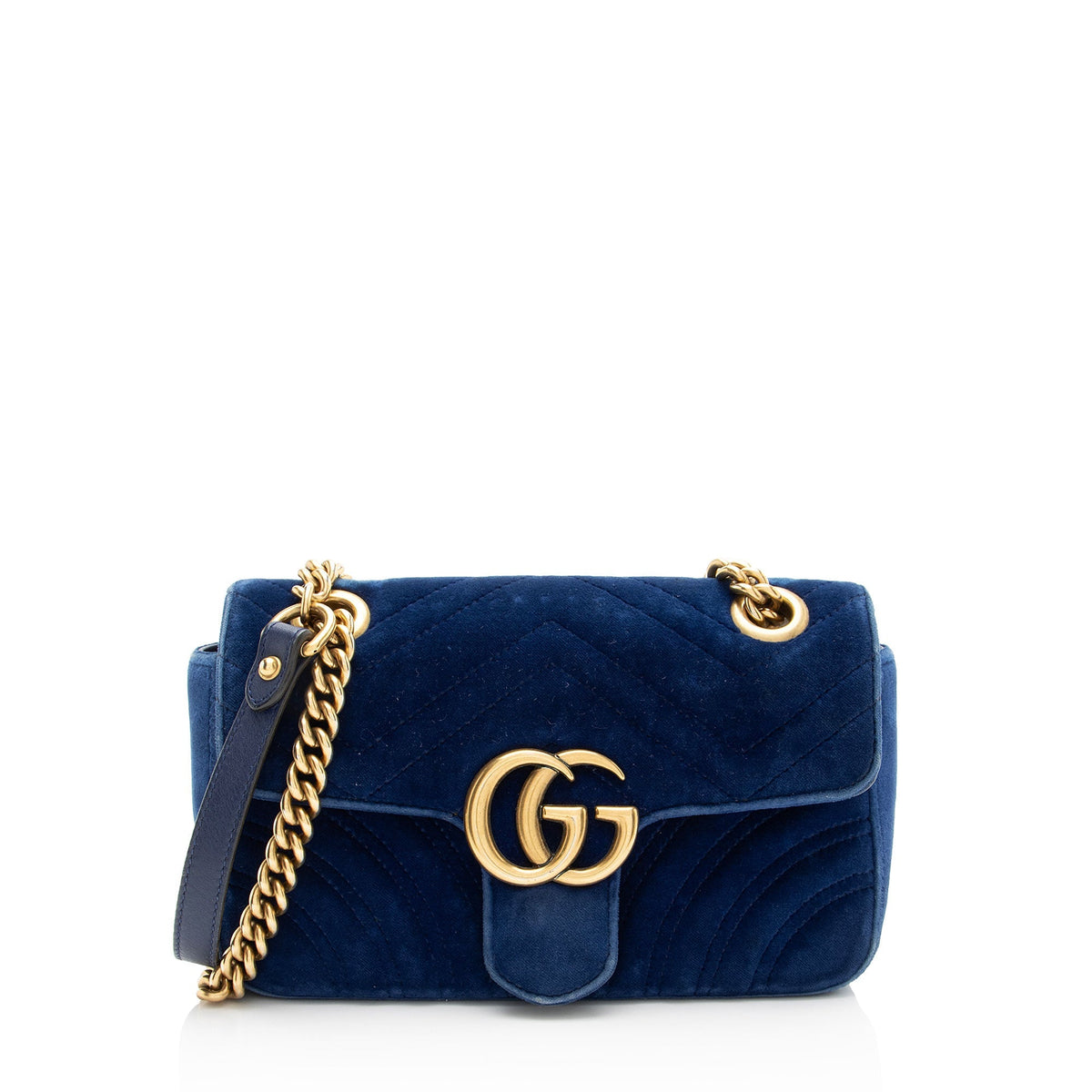 Gucci Matelasse Velvet GG Marmont Small Flap Bag