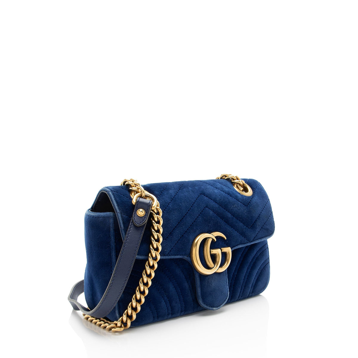 Gucci Matelasse Velvet GG Marmont Small Flap Bag