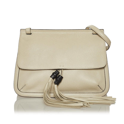 Gucci Medium Bamboo Daily Flap Leather Crossbody Bag (SHG-34409)