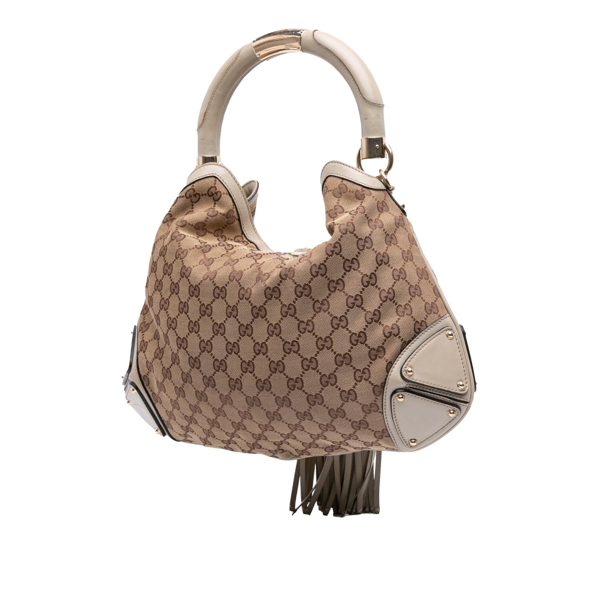 Gucci Medium GG Canvas Bamboo Indy Hobo