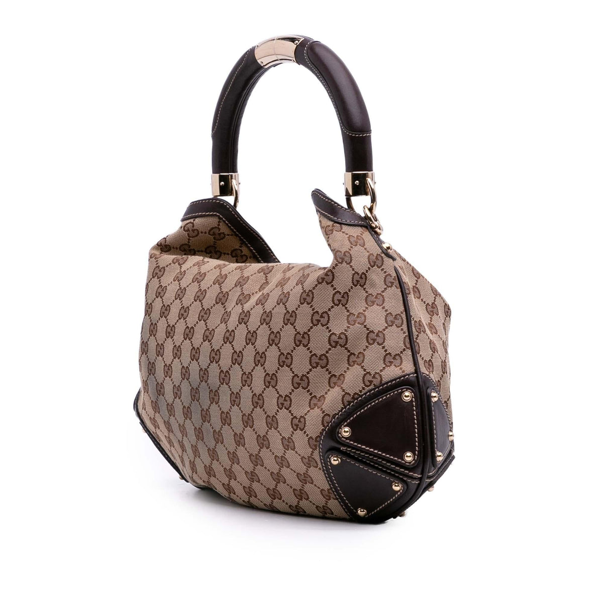 Gucci Medium GG Canvas Bamboo Indy Hobo
