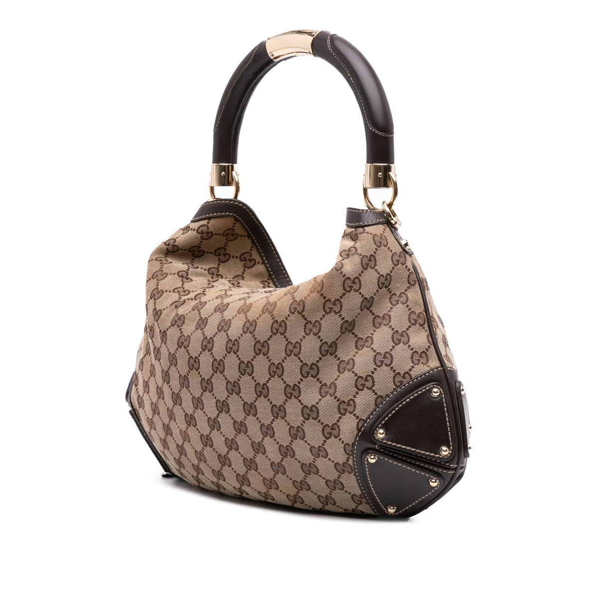 Gucci Medium GG Canvas Bamboo Indy Hobo