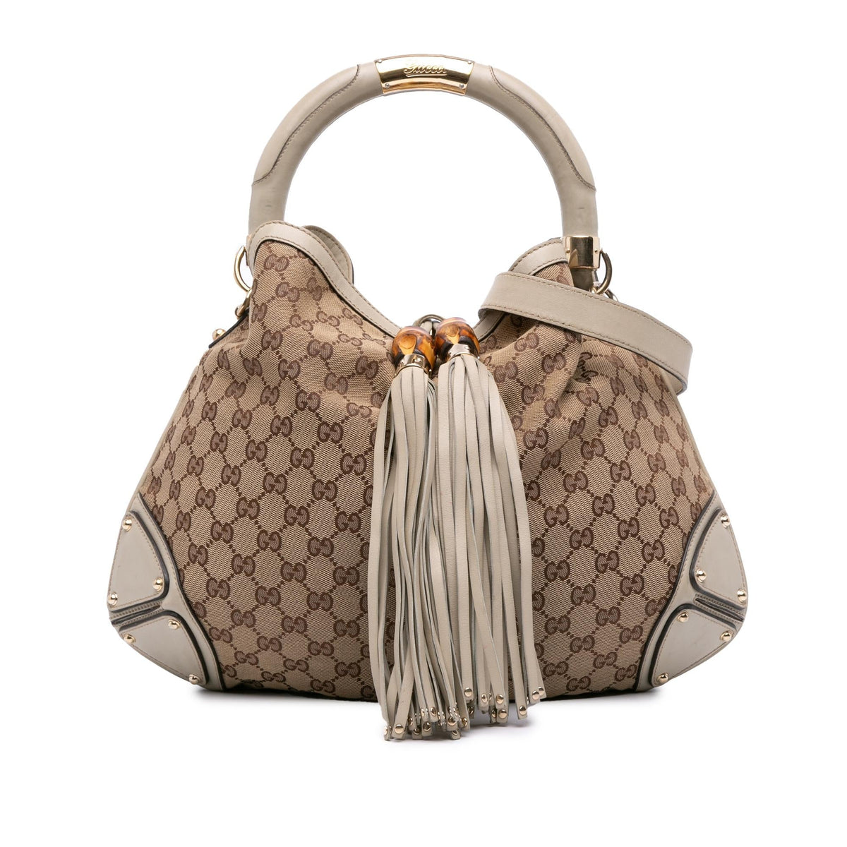 Gucci Medium GG Canvas Bamboo Indy Hobo