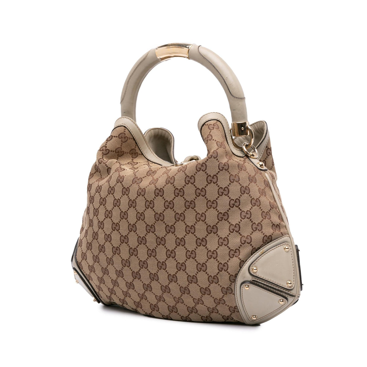 Gucci Medium GG Canvas Bamboo Indy Hobo