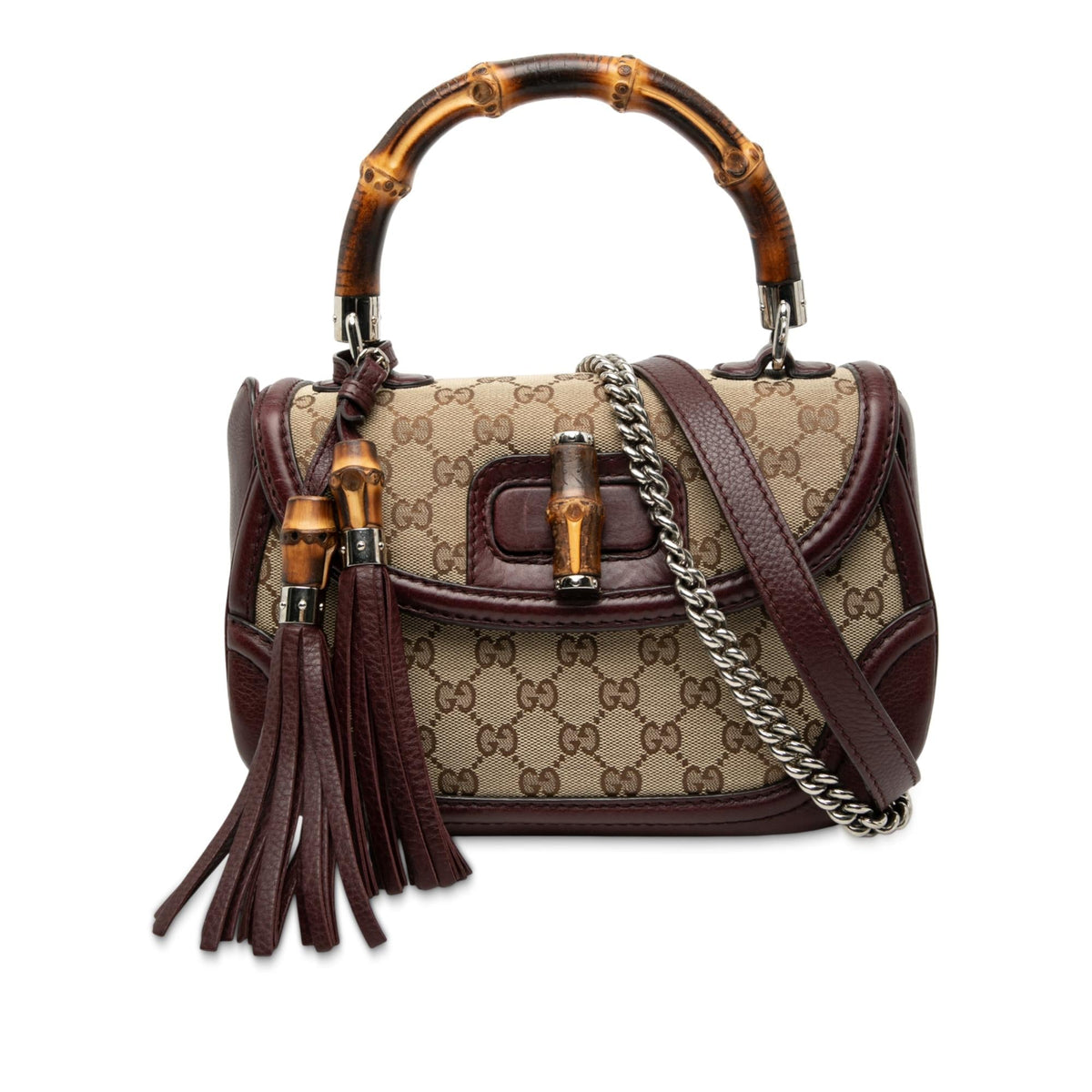 Gucci Medium GG Canvas New Bamboo Top Handle Bag