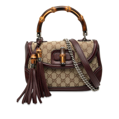 Gucci Medium GG Canvas New Bamboo Top Handle Bag