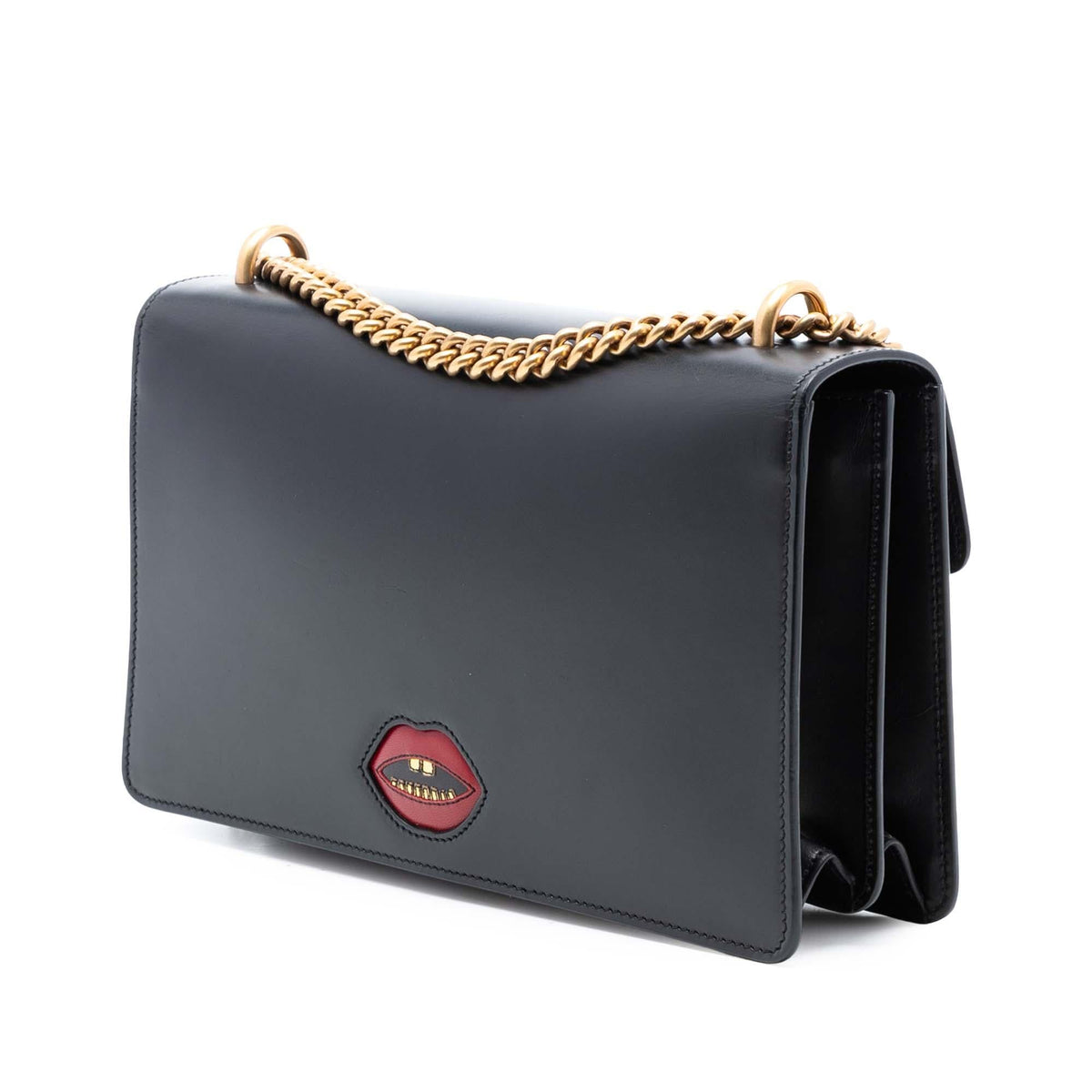 Gucci Medium GG Marmont Leather Malaga Kid Heart Patch Chain Flap