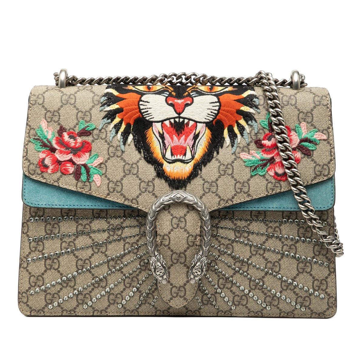 Gucci Medium GG Supreme Embroidered Angry Cat Dionysus Shoulder Bag
