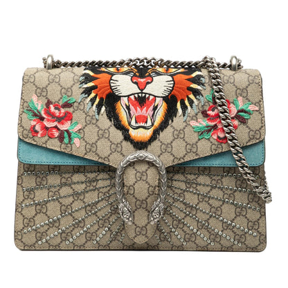 Gucci Medium GG Supreme Embroidered Angry Cat Dionysus Shoulder Bag