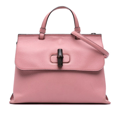 Gucci Medium Leather Bamboo Daily Satchel