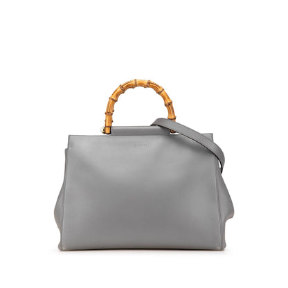 Gucci Medium Leather Bamboo Nymphaea Satchel