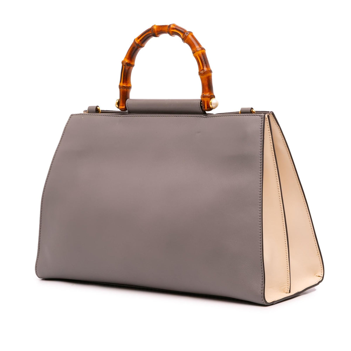 Gucci Medium Leather Bamboo Nymphaea Satchel
