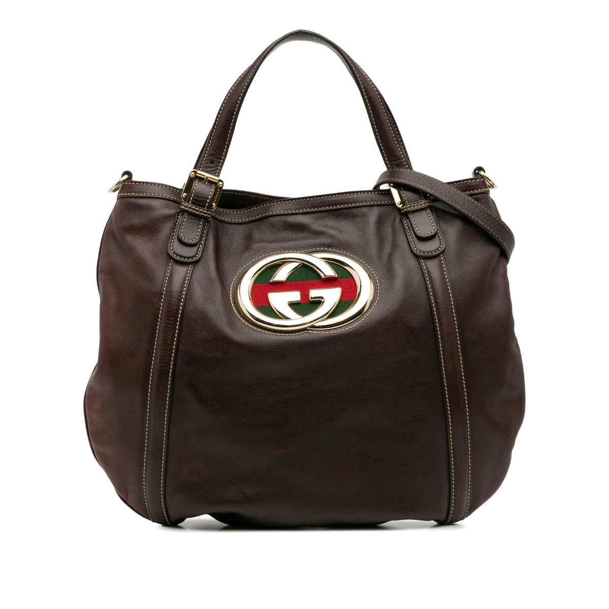 Gucci Medium Leather Web Britt Satchel