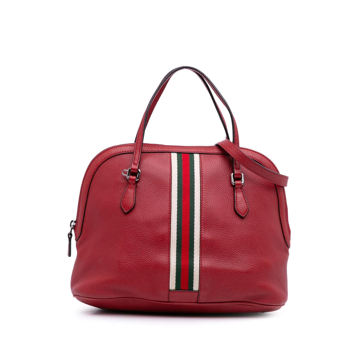 Gucci Medium Leather Web Dome Satchel