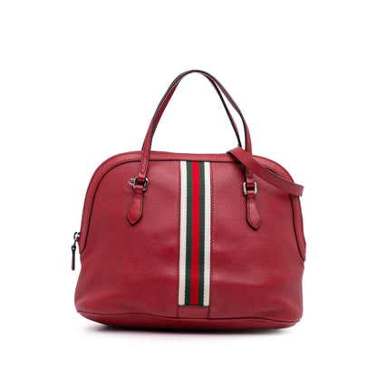 Gucci Medium Leather Web Dome Satchel