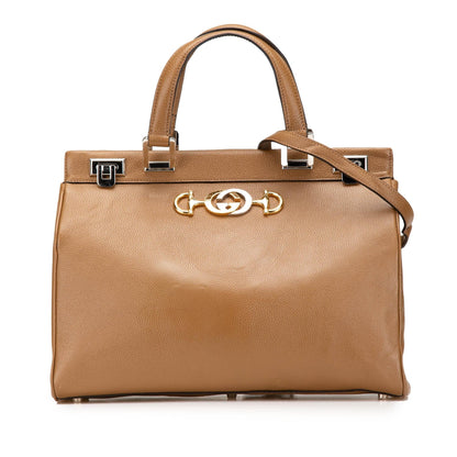 Gucci Medium Leather Zumi Top Handle Bag
