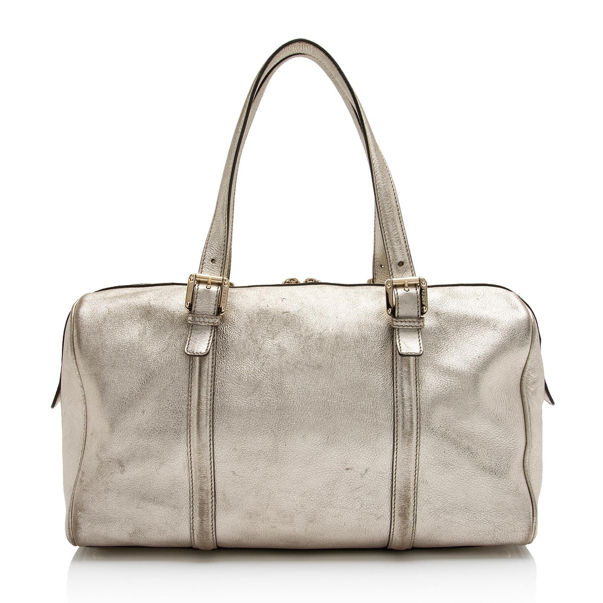 Gucci Metallic Leather Britt Medium Boston Bag (SHF-23530)