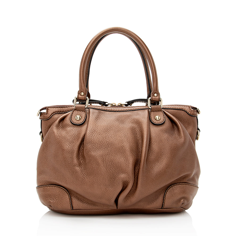Gucci Metallic Leather Sukey Satchel (SHF-21788)