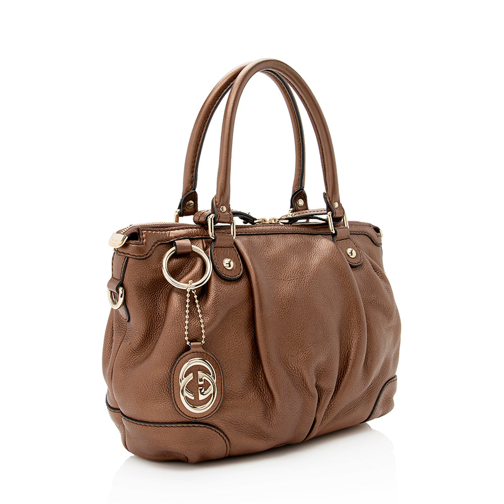 Gucci Metallic Leather Sukey Satchel (SHF-21788)