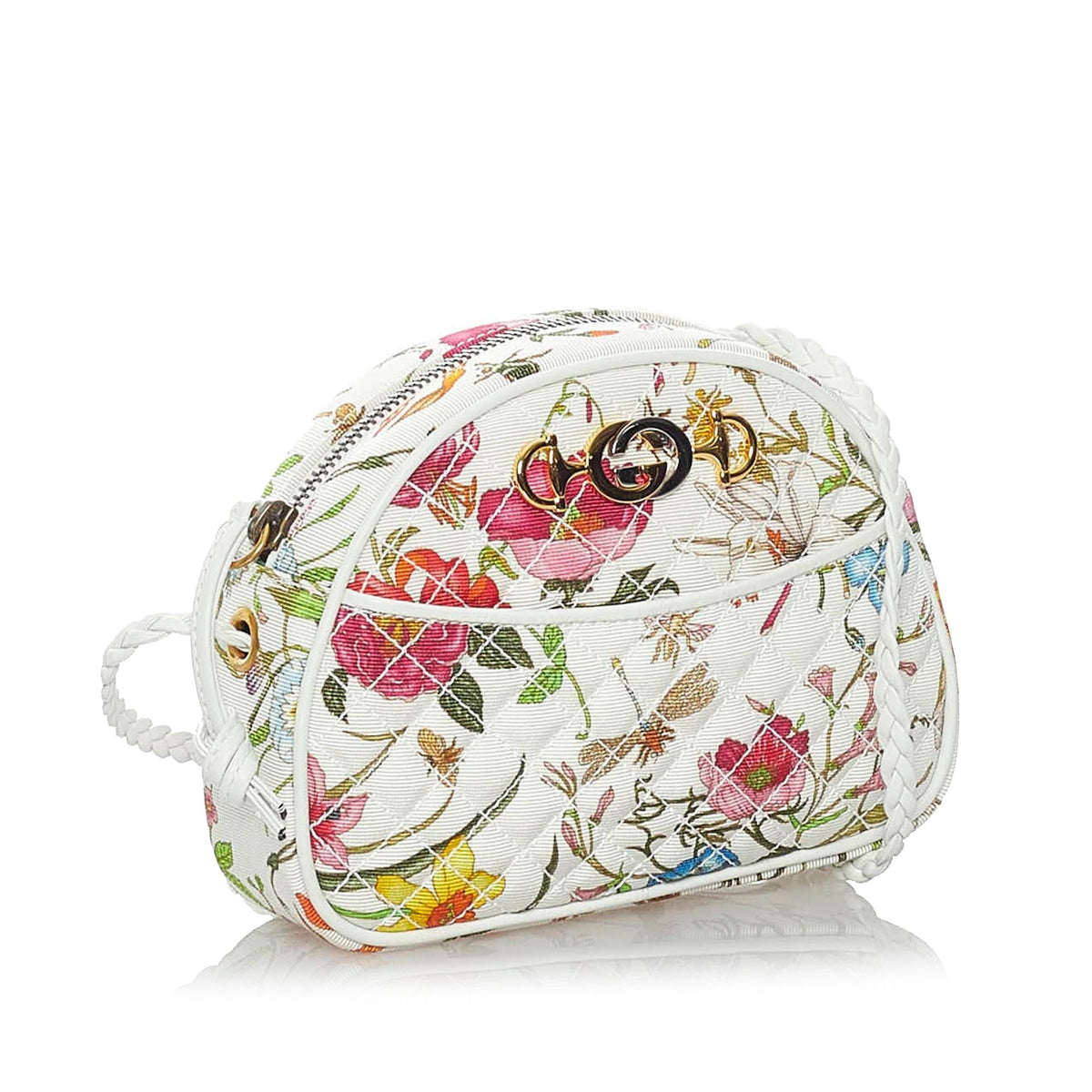 Gucci Mini Flora Trapuntata Canvas Crossbody Bag (SHG-30236)