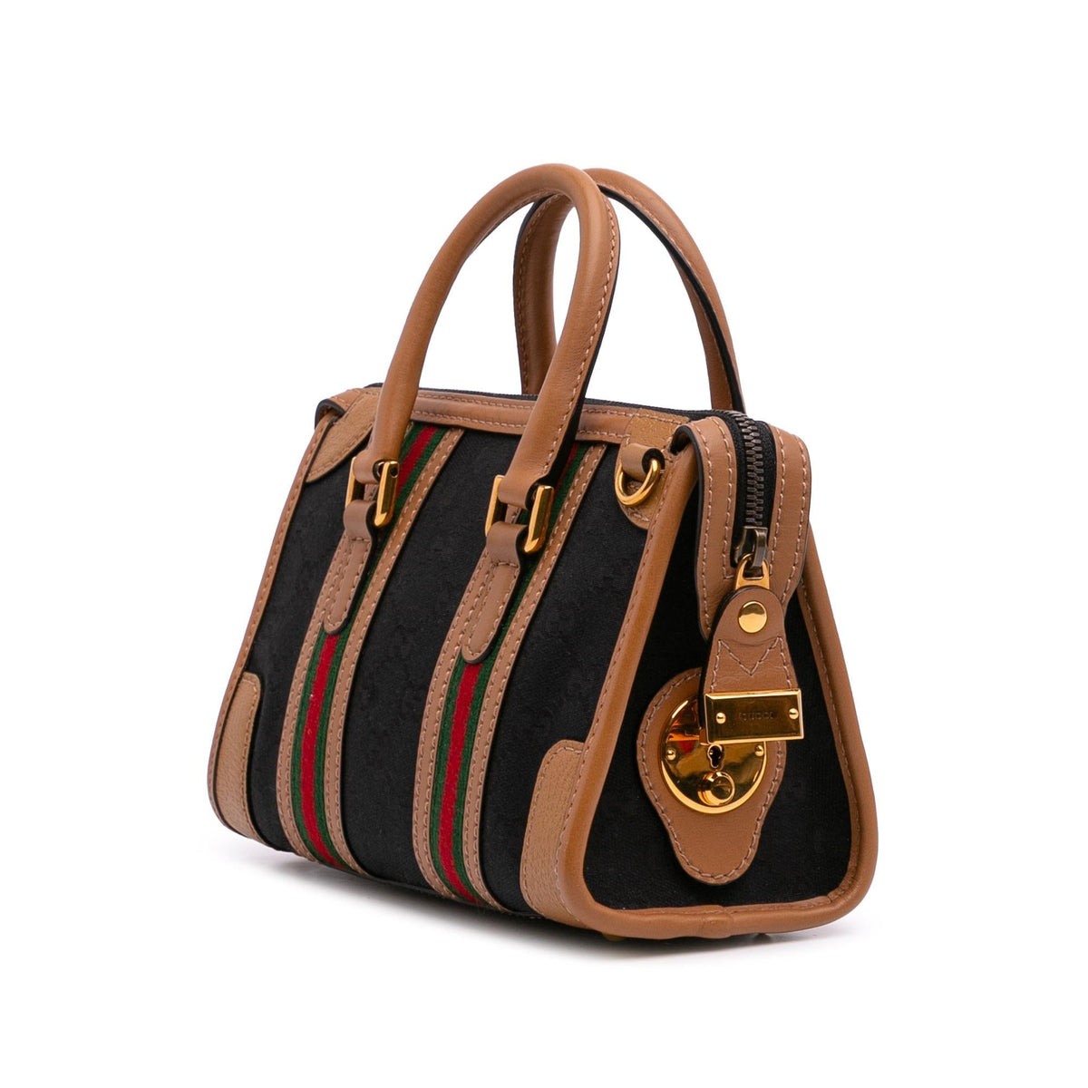 Gucci Mini GG Canvas Web Bauletto Top Handle Bag