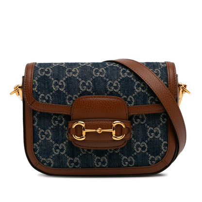 Gucci Mini GG Denim Horsebit 1955 Satchel (SHG-7wIpkG)