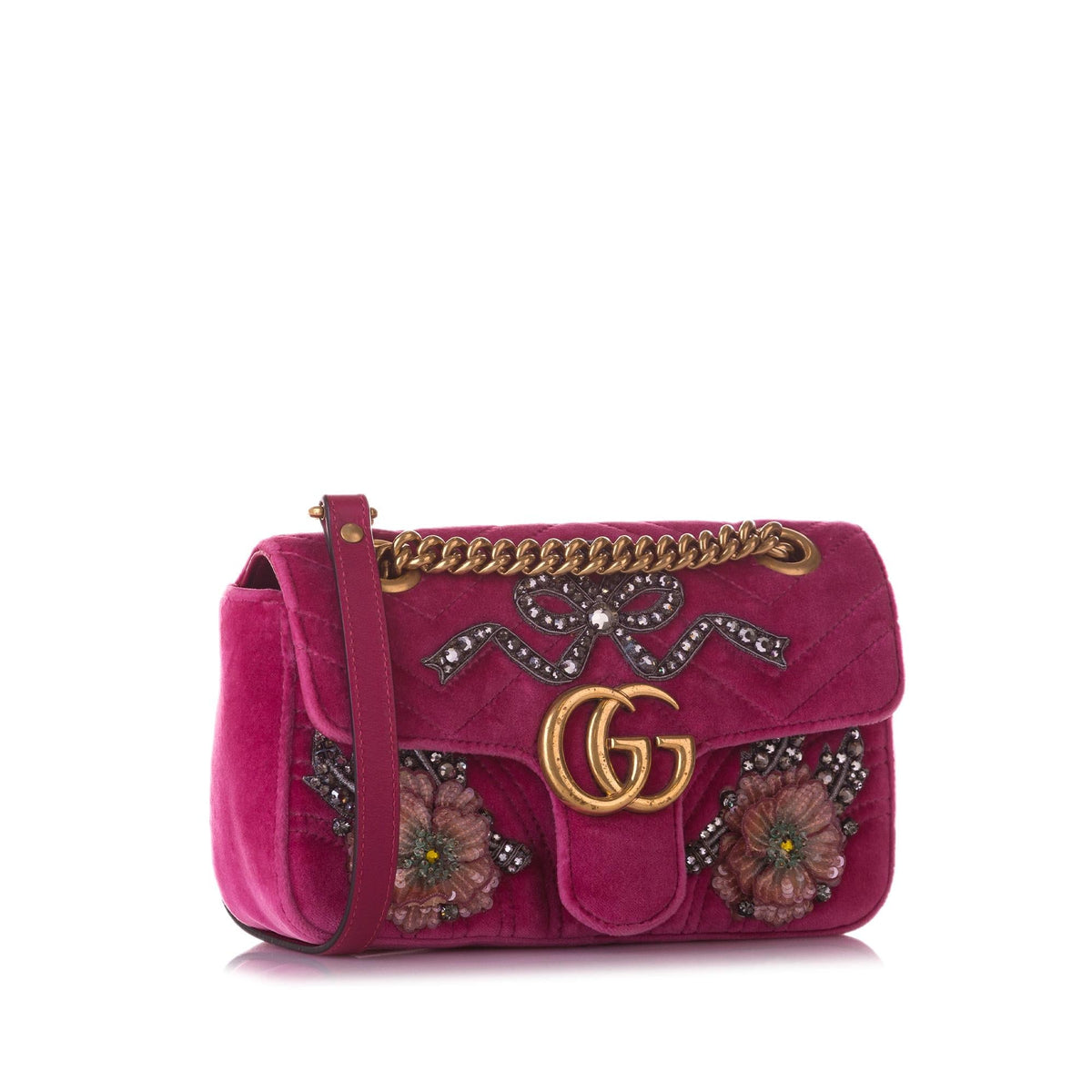 Gucci Mini GG Marmont Embellished Crossbody Bag (SHG-d9J815)