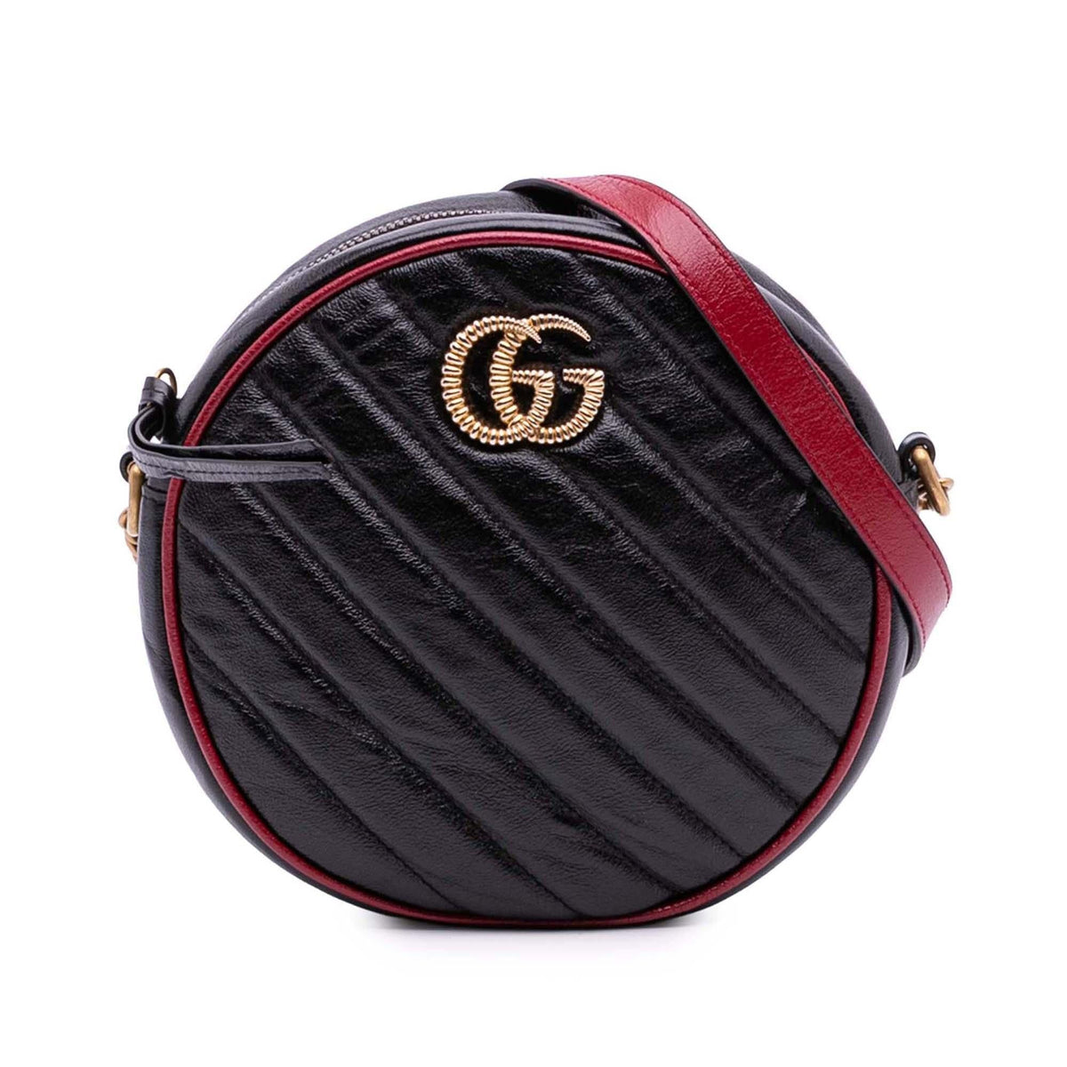 Gucci Mini GG Marmont Matelasse Leather Torchon Round Crossbody