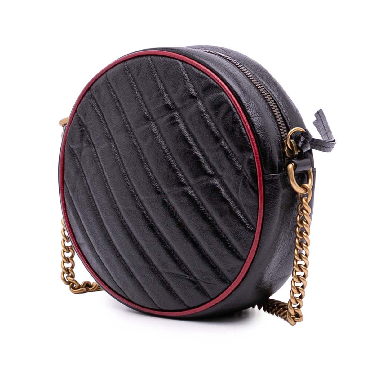 Gucci Mini GG Marmont Matelasse Leather Torchon Round Crossbody