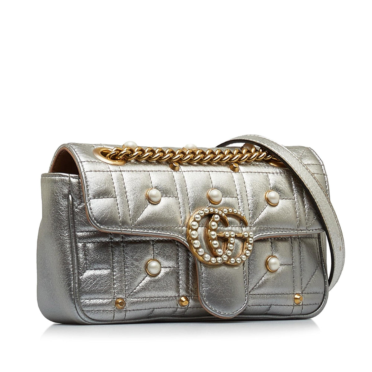 Gucci Mini GG Marmont Matelasse Pearl Crossbody Bag (SHG-NtkRNe)
