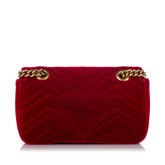 Gucci Mini GG Marmont Matelasse Velvet Crossbody Bag (SHG-27046)