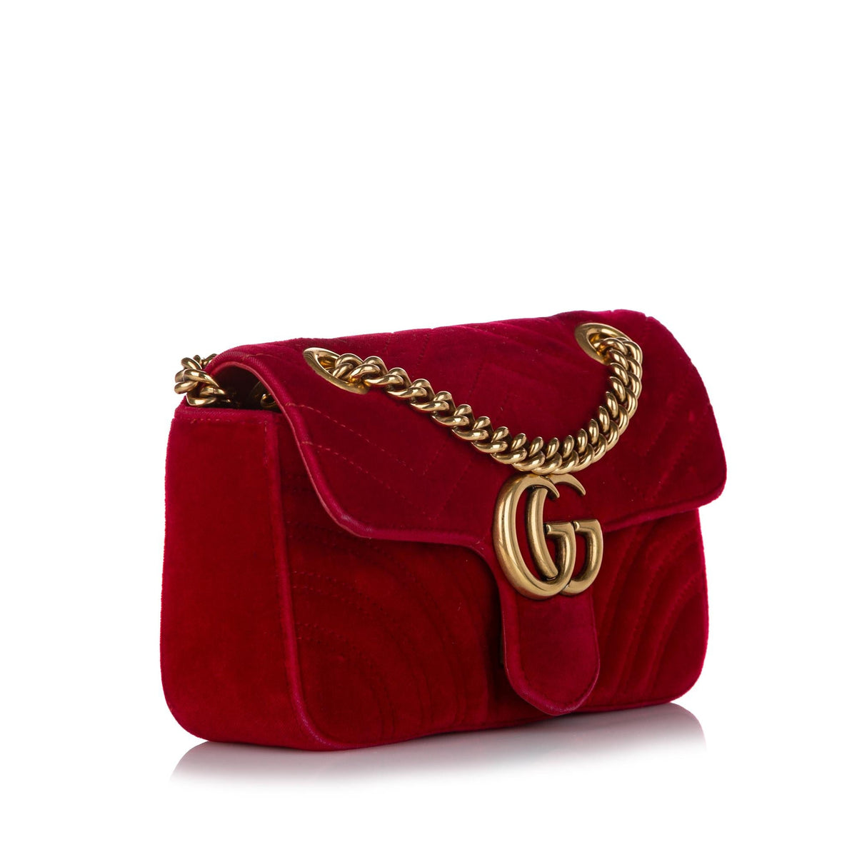 Gucci Mini GG Marmont Matelasse Velvet Crossbody Bag (SHG-27046)