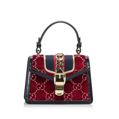 Gucci Mini GG Velvet Sylvie Satchel (SHG-DMuxoM)