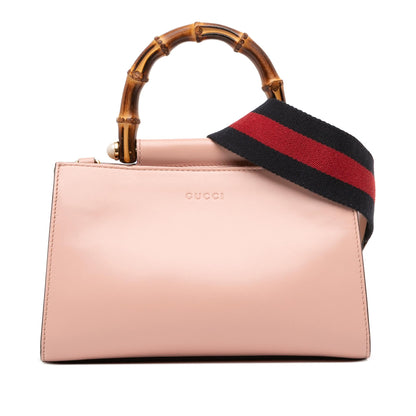 Gucci Mini Leather Bamboo Nymphaea Satchel