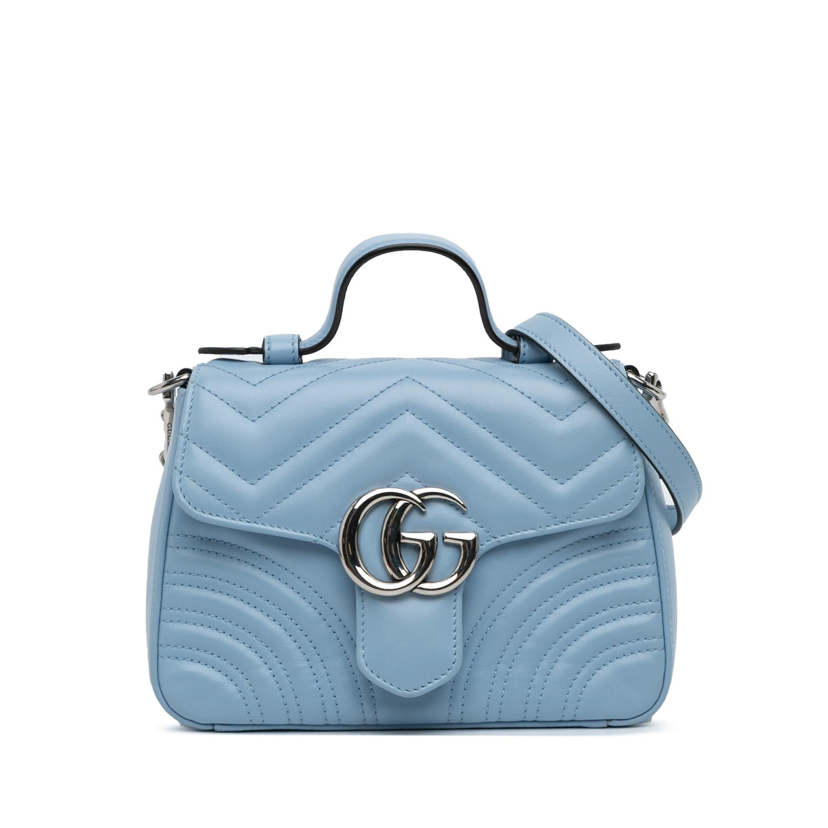 Gucci Mini Leather GG Marmont Top Handle Satchel