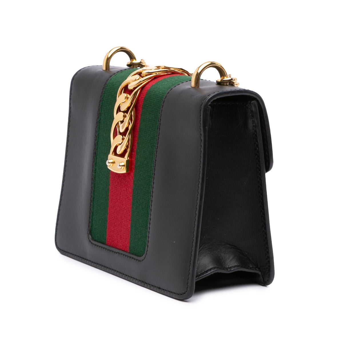 Gucci Mini Leather Web Sylvie Chain Crossbody