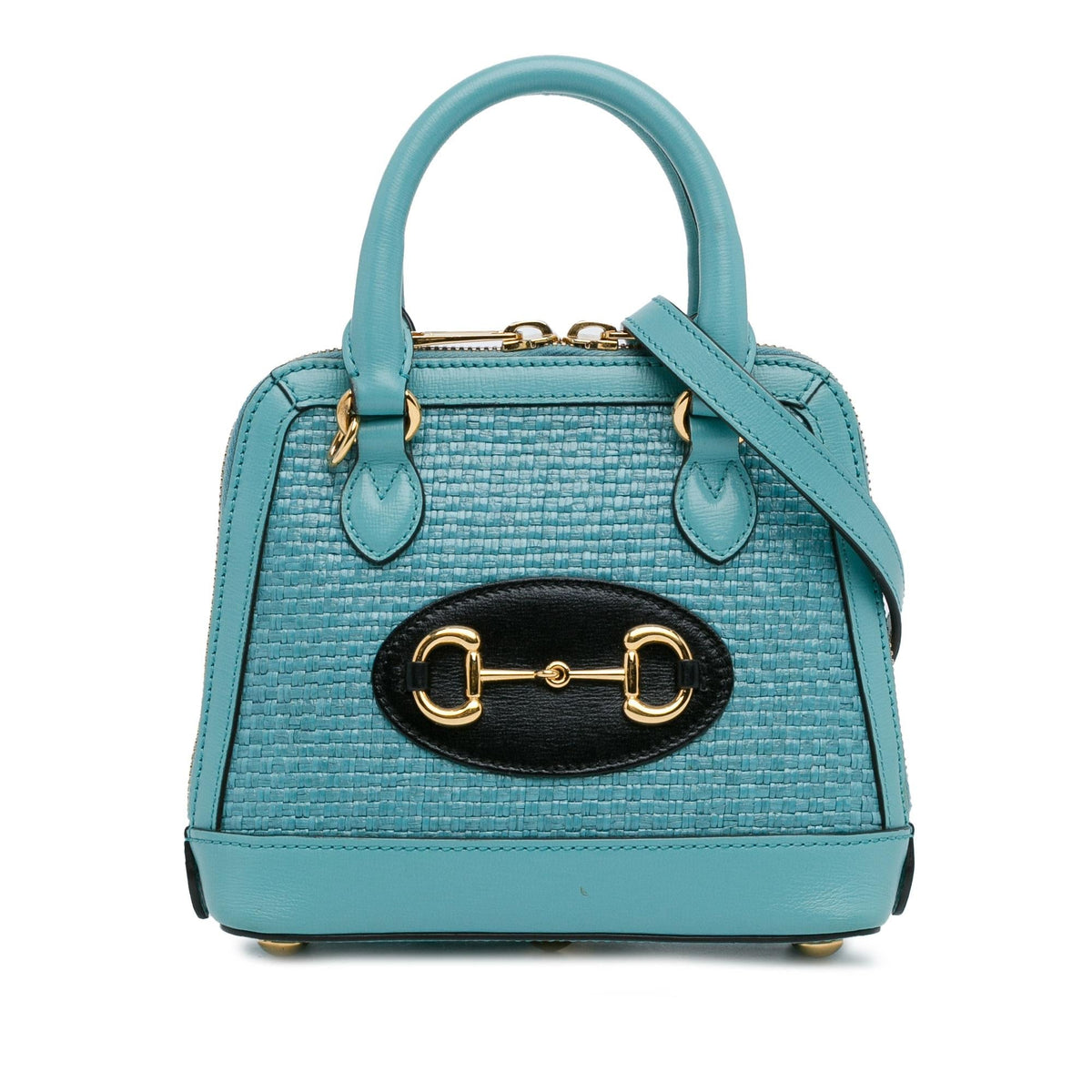 Gucci Mini Raffia Horsebit 1955 Top Handle Bag (SHG-TqNTHU)