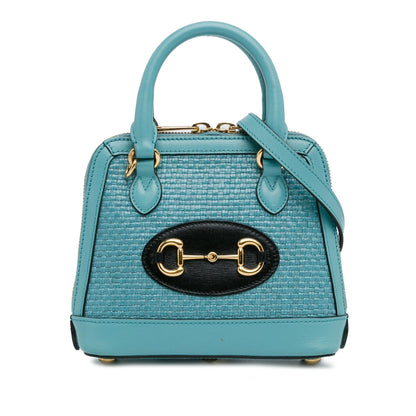 Gucci Mini Raffia Horsebit 1955 Top Handle Bag (SHG-TqNTHU)