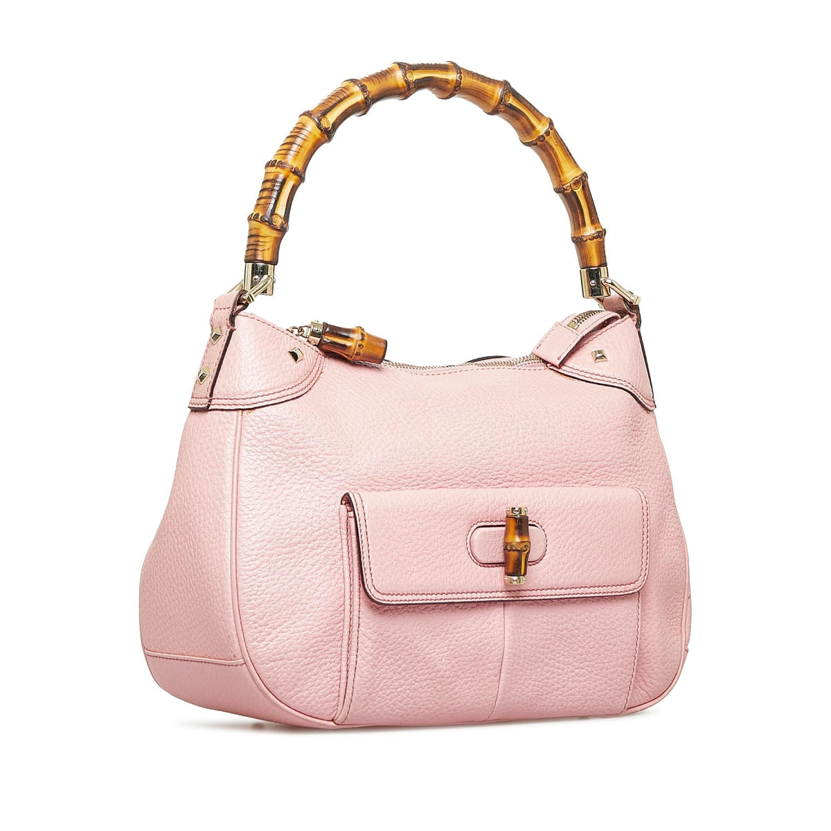 Gucci Nailhead Bamboo Handbag (SHG-InJ5MJ)