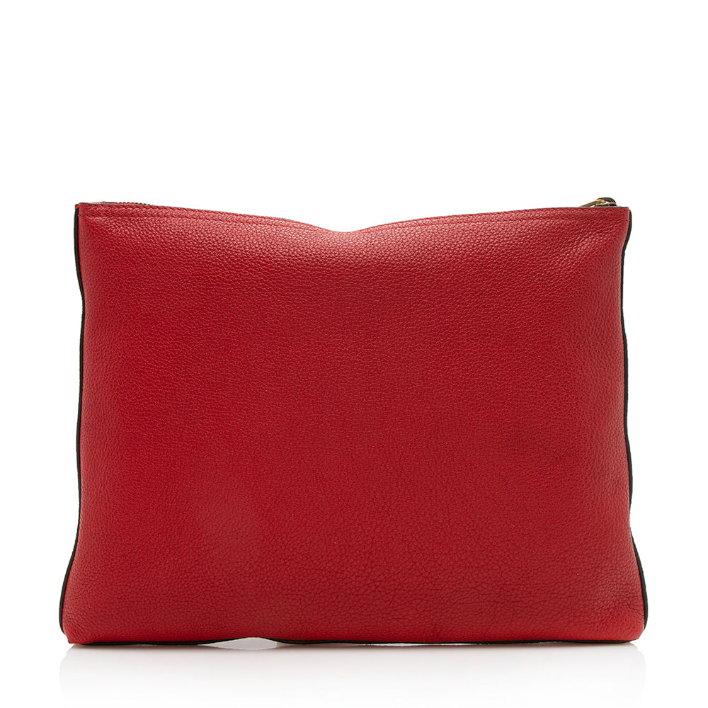 Gucci Pebbled Leather Logo Zip Pouch (SHF-12973)