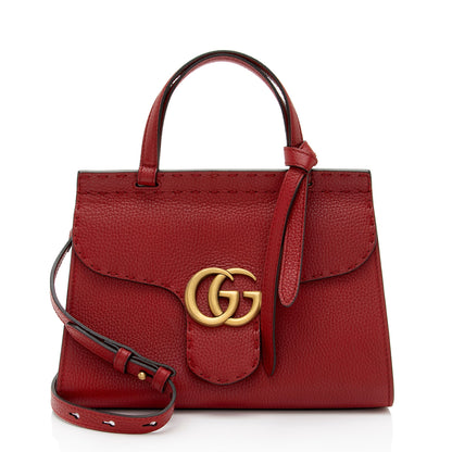 Gucci Pebbled Leather GG Marmont Mini Top Handle (SHF-CZXc44)