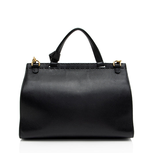 Gucci Pebbled Leather GG Marmont Top Handle