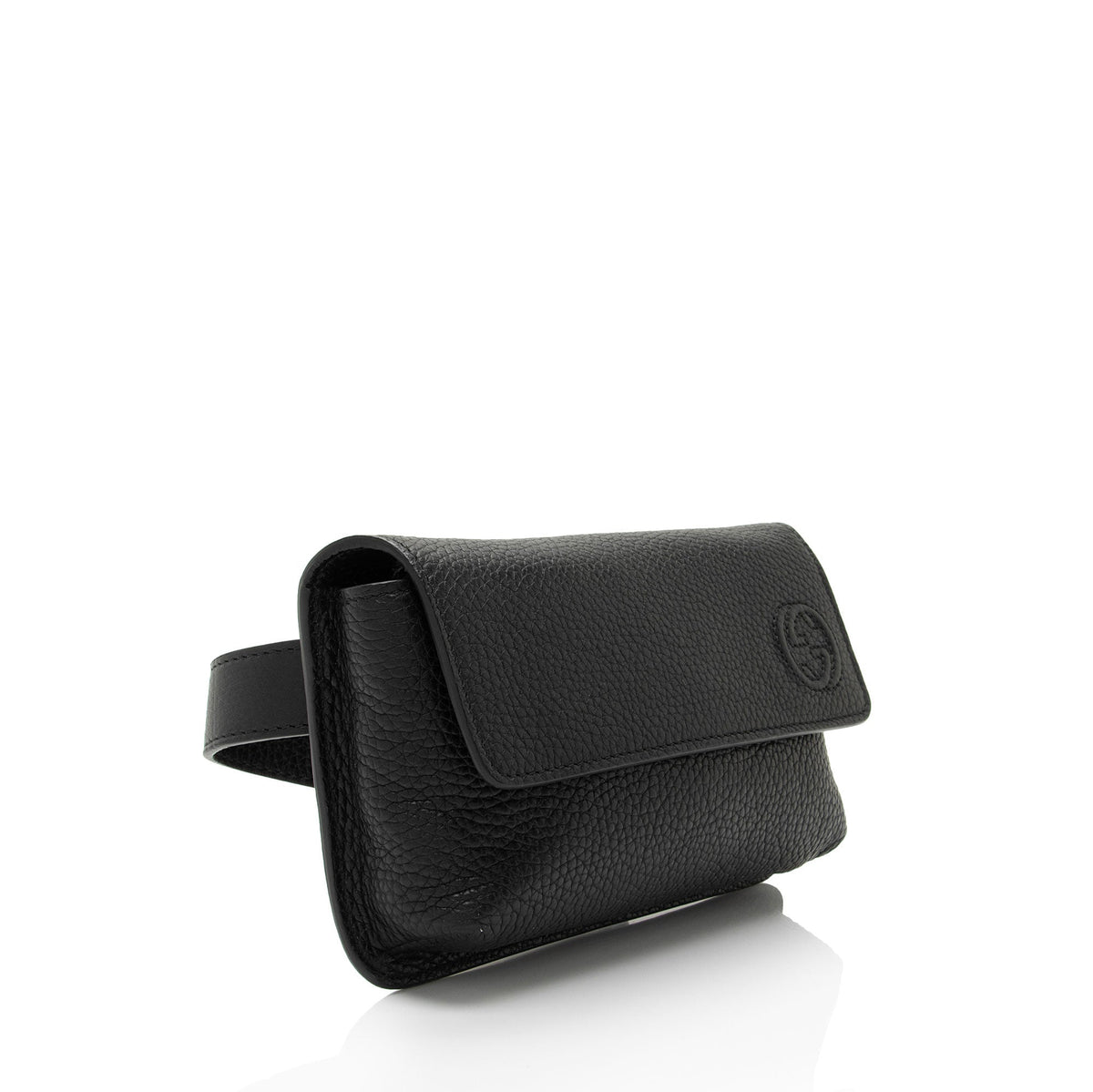Gucci Pebbled Leather Soho Flap Belt Bag (SHF-Q9D7sL)