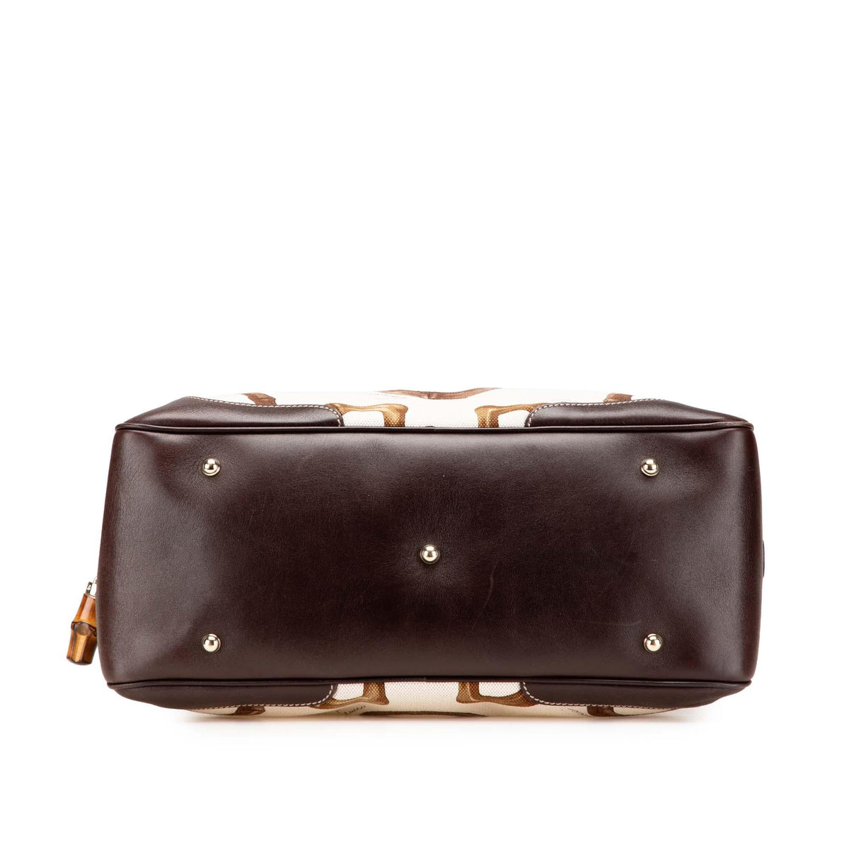 Gucci Printed Canvas Bamboo Horsebit Handbag