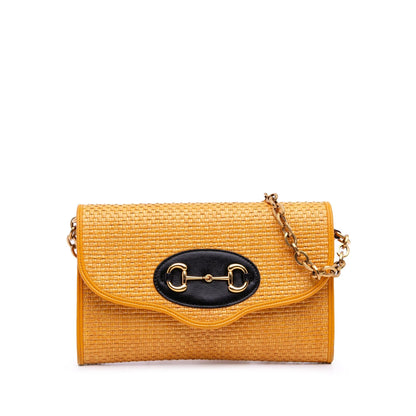 Gucci Raffia Horsebit 1955 Chain Crossbody