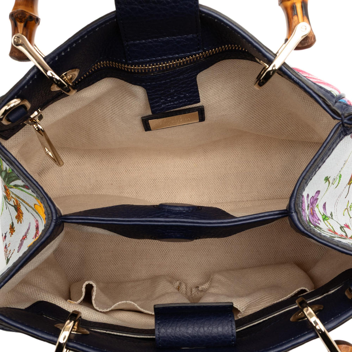 Gucci Small Canvas Flora Bamboo Shopper Satchel