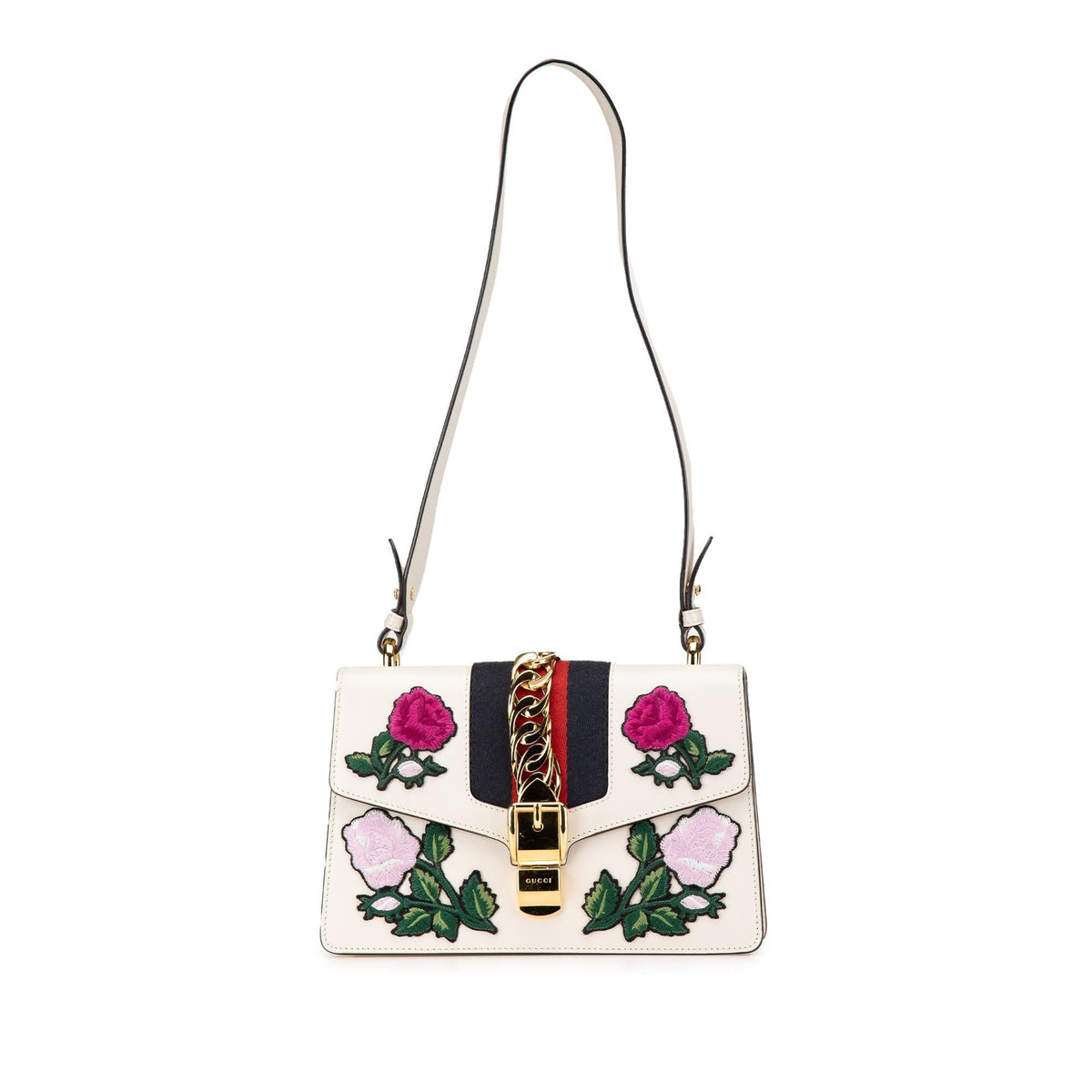 Gucci Small Floral Embroidered Leather Sylvie Crossbody