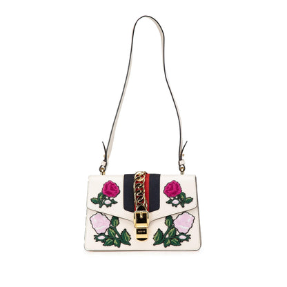 Gucci Small Floral Embroidered Leather Sylvie Crossbody