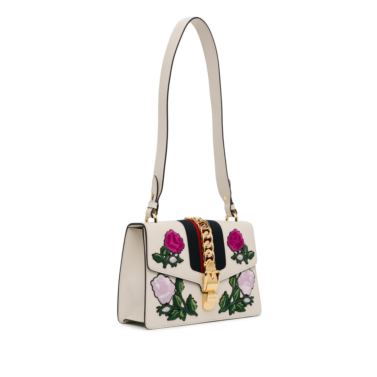 Gucci Small Floral Embroidered Sylvie Crossbody Bag (SHG-f7H54f)