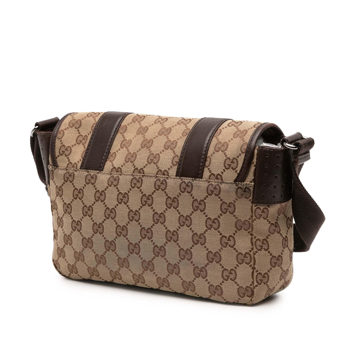 Gucci Small GG Canvas Double Buckle Flap Messenger Bag